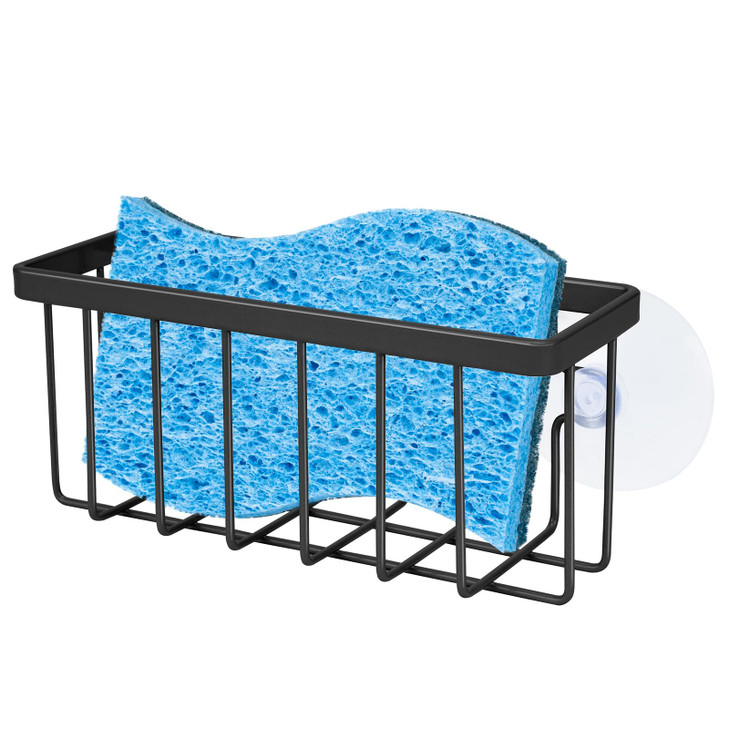 SHFKS Sponge Holder for Kitchen Sink Suction,Kitchen Sink Sponge Holder,Sink Caddy, Soap Holder,Bathroom,Scrubbers (Black)