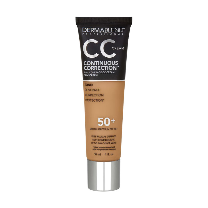 Dermablend Continuous Correction™ Tone-Evening CC Cream Foundation SPF 50+, Full Coverage Foundation Makeup & Color Corrector, Non-Comedogenic , 1