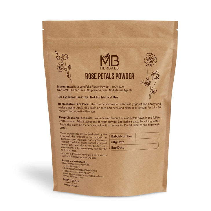 MB Herbals Rose Powder 8 oz | 227G / 0.5lb | For Natural Face Packs & Facial Mask Formulations | 100% Pure & Natural | No Chemical Preservative | No