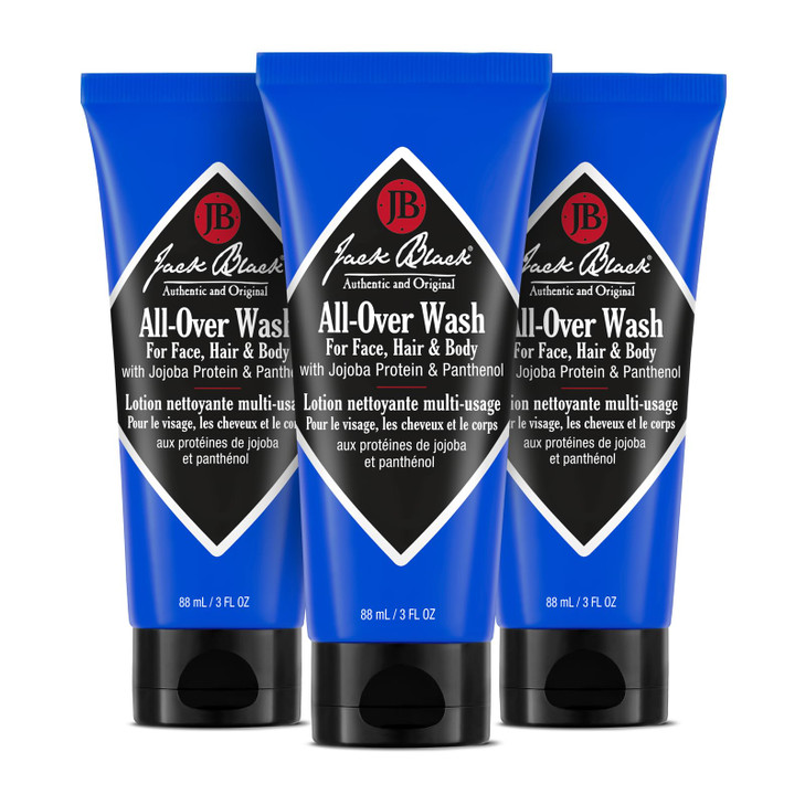 Jack Black All Over Wash Face, Body & Hair Cleanser, 3 Fl Oz  Citrus, Mint & Oakmoss  Mens Face Wash, Body Wash, Shampoo, Hair Care, Multi-Purpose