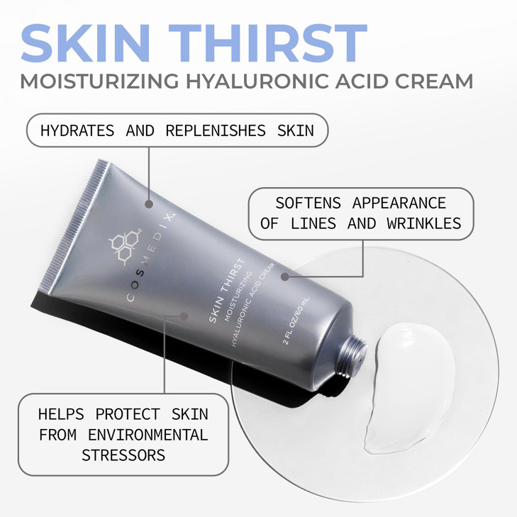 COSMEDIX Skin Thirst Hyaluronic Acid Moisturizer Face Cream - Hydrating Face Lotion & Make Up Primer for Pores, Wrinkles & Fine Lines - Daily Facial