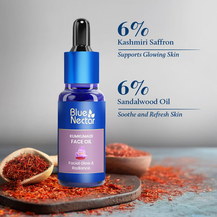 Blue Nectar Kumkumadi Oil for Face | Ayurvedic Anti Aging serum for appearance & Radiance | Saffron & Sandalwood Kumkumadi Tailam Face Oil for Glowin