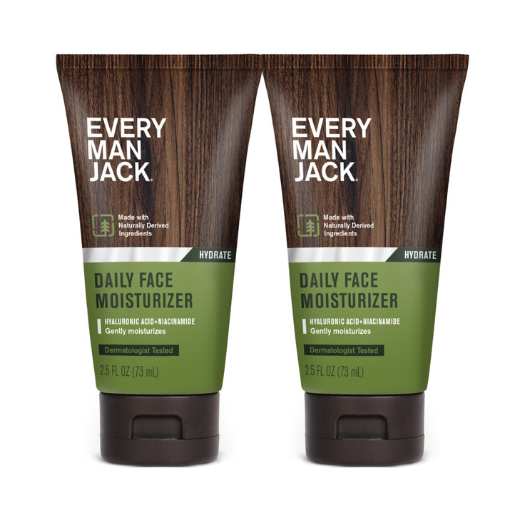 Every Man Jack Daily Face Lotion for Men - Deeply Moisturize and Revive Dry, Tired Skin with Hyaluronic Acid, Aloe Vera and Niacinamide - 2.5 oz Men