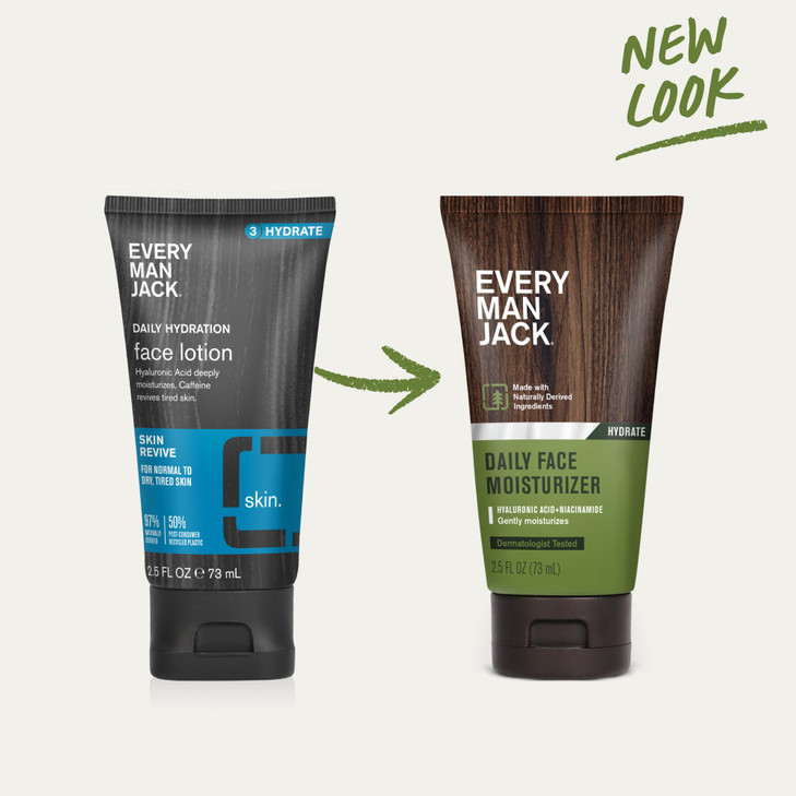 Every Man Jack Daily Face Lotion for Men - Deeply Moisturize and Revive Dry, Tired Skin with Hyaluronic Acid, Aloe Vera and Niacinamide - 2.5 oz Men