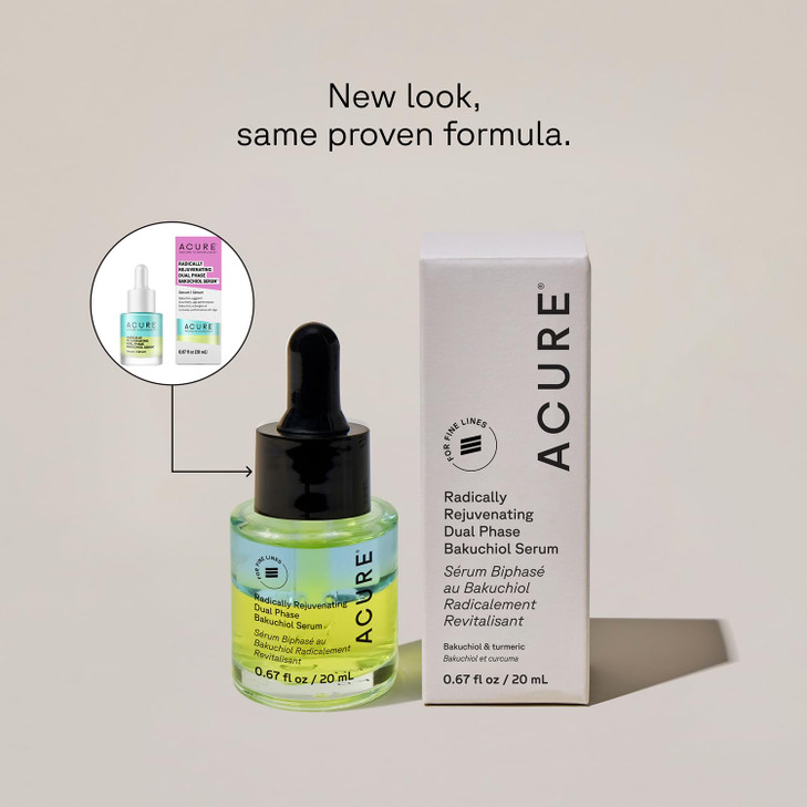 Acure Radically Rejuvenating Dual Phase Bakuchiol Serum - Bakuchiol Oil Serum for Face, Anti Aging Retinol Alternative for Wrinkles & Fine Lines, Col