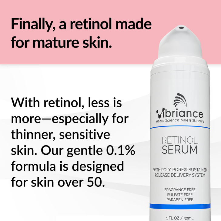 Vibriance Retinol Serum for Face - Reduces Appearance of Deep Wrinkles and Large Pores, Enhances Tone, Improves Complexion - Sensitive, Mature Skin N