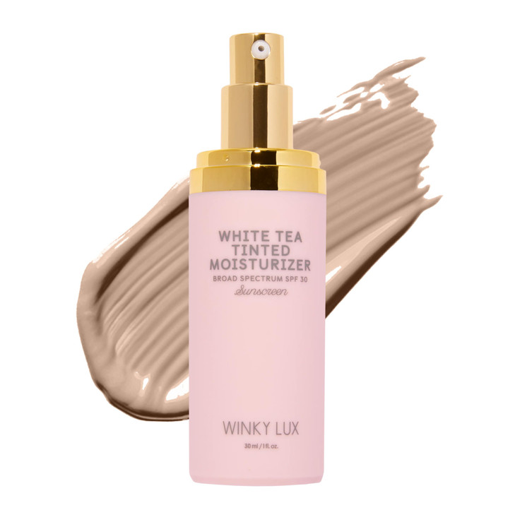 Winky Lux White Tea Tinted Moisturizer SPF 30 - Buildable Coverage with Facial SPF, Lightweight Sunscreen for Face, Naturally Radiant Finish, Long La