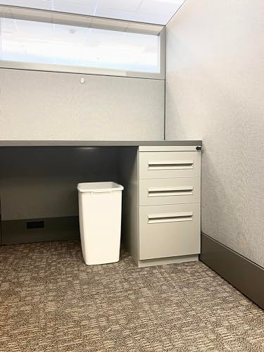 Rubbermaid Small Kitchen Bathroom Trash Can, 9 Gallons, White, Waste Basket for Under Counter/Kitchen/Office/Bedroom/Bathroom