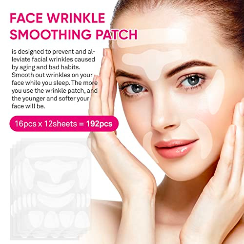 Adellina Facial and Forehead Wrinkle Patches: Face Wrinkle Treatment for Forehead, Smile Line, Under Eye- Anti Wrinkle Patches 192pcs