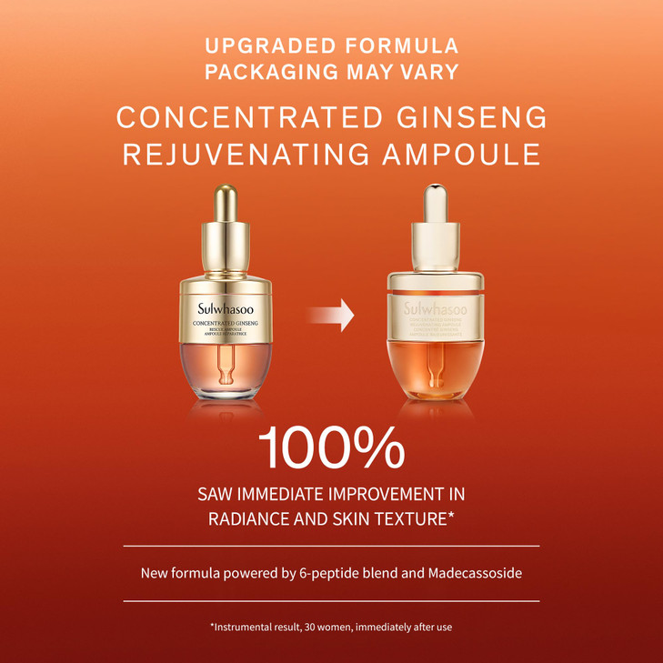 Sulwhasoo Concentrated Ginseng Rejuvenating Ampoule - Korean Ginseng & Peptide Treatment for Wrinkles & Firmness, Helps Soothes Skin & Improves Skin