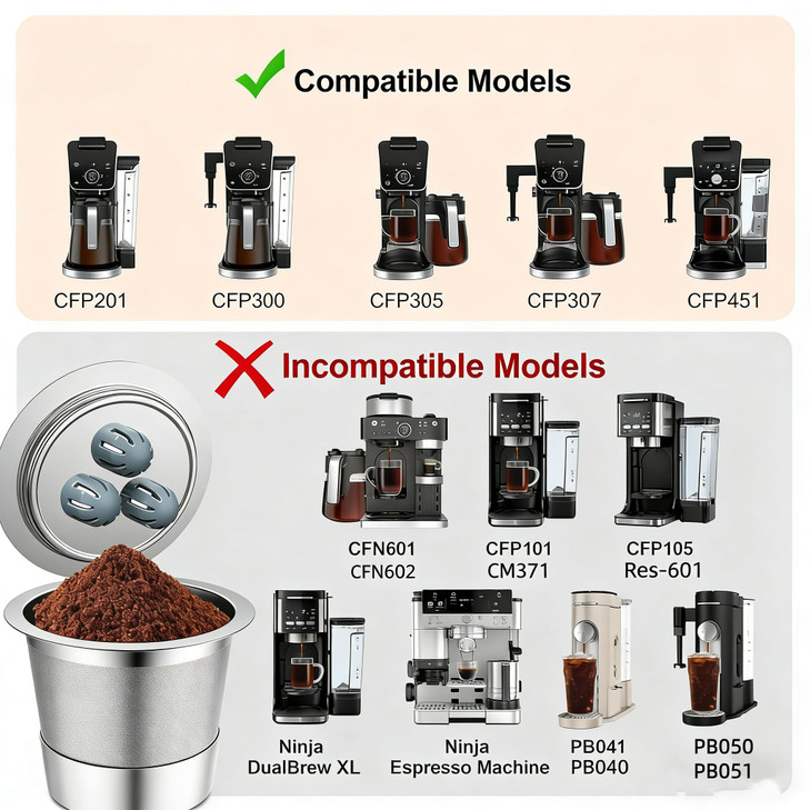 Stainless Steel Reusable K Cups Compatible with Ninja Coffee Maker,Upgrade2 Pack K Cups Reusable Coffee Pods,Permanent Coffee Filters Fit Ninja CFP20