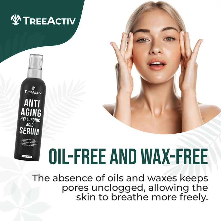 Anti-Aging Hyaluronic Acid Serum for Face 2 oz, Hydrating Wrinkle Repair for Skin Care, Pure Hyaluronic Acid Face Serum for Women, Oil-Free Anti-Agin