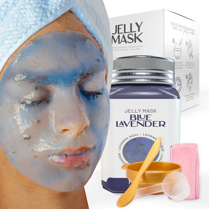 BRUUN Jelly Mask Jar Blue Lavender Peel-Off Face Care Rubber Mask | 23 fl oz Skin Care Moisturizing Gel Mask Jar Spa Set
