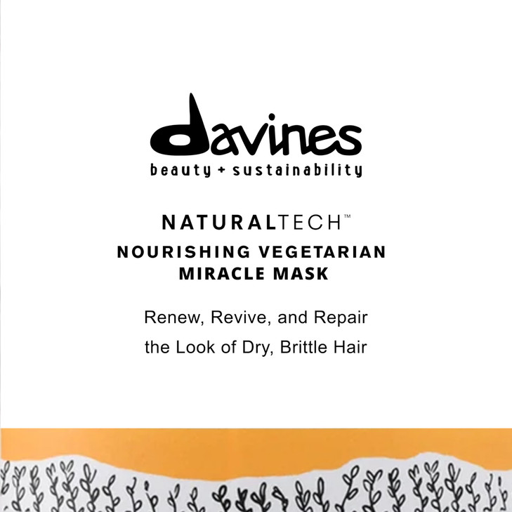Davines Naturaltech Nourishing Vegetarian Miracle Mask, Restructuring & Hydrating for Dry & Damaged Hair - With Vegetal Keratin - Intense Repair Trea
