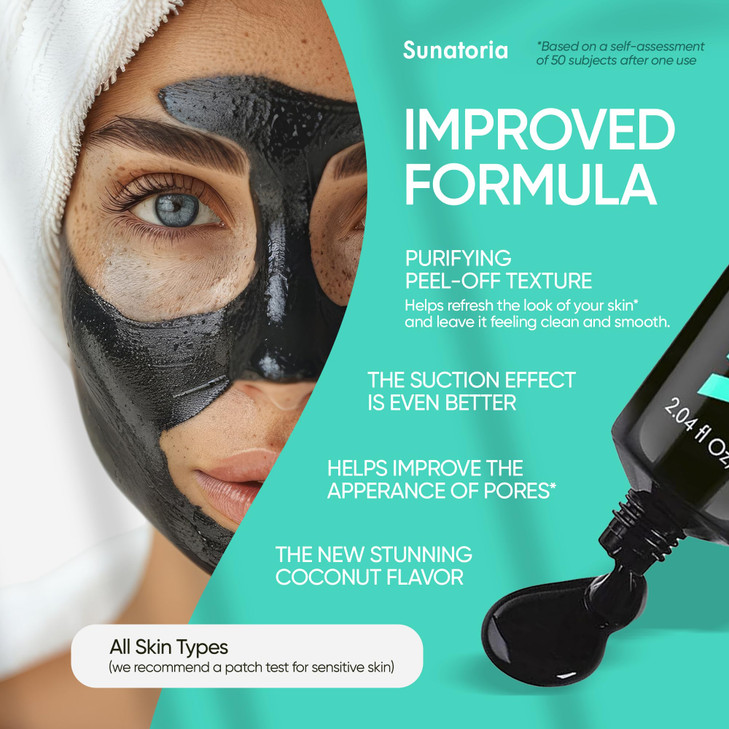 SUNATORIA Black Peel Off Face Mask  Charcoal Peel Off Face Mask for Oily & Combination Skin  Helps Remove Excess Oil & Lift Away Surface Impurities