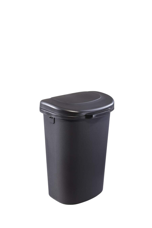 Rubbermaid Commercial Products Touch Top Trash Can/Wastebasket with Lid, 13-Gallon, Small Black Garbage Bin for Home/Kitchen/Bathroom/Bedroom/Office
