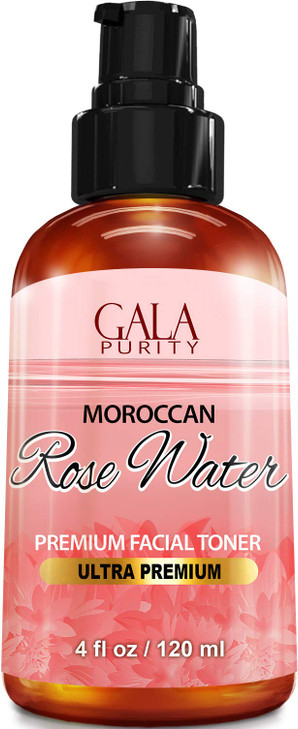 Pure Rose Water, Large 4oz (Moroccan) Made from Petals: 100% All Natural Rosewater Bottle - Best Complete Facial & Skin Toner, Hair Oil, Moisturizer