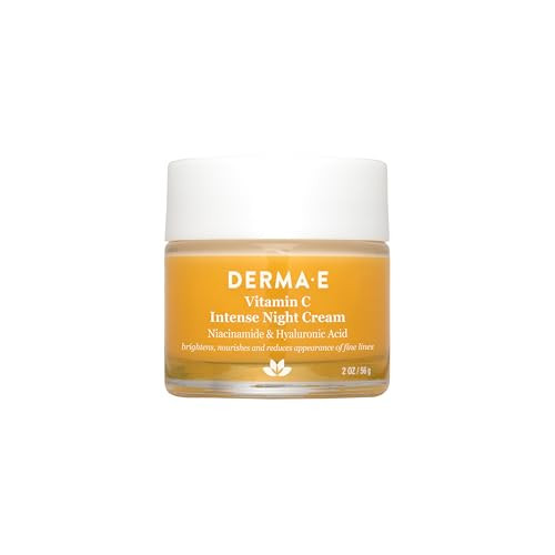 DERMA-E Vitamin C Intense Night Cream, 2 Oz, Brightening and Hydrating Facial Skin Renewing Cream, Anti-Aging Overnight Face Moisturizer for Skincare