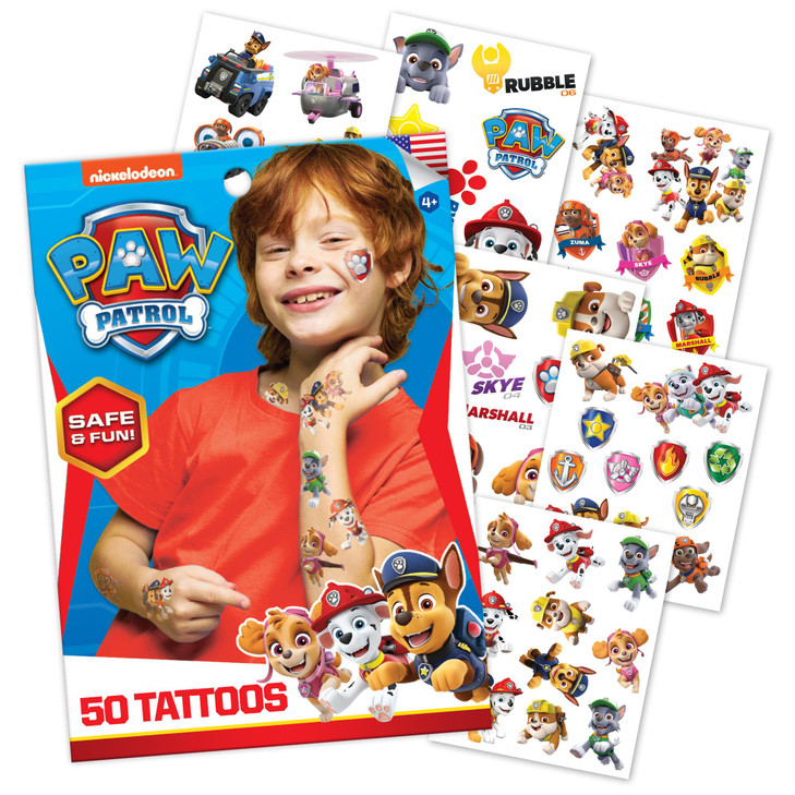 Paw Patrol Temporary Tattoos for Kids (50 pack). Made in the USA w Certified Safe Ink. Birthday Party Supplies and Party Favors Kit. Bulk Temporary T