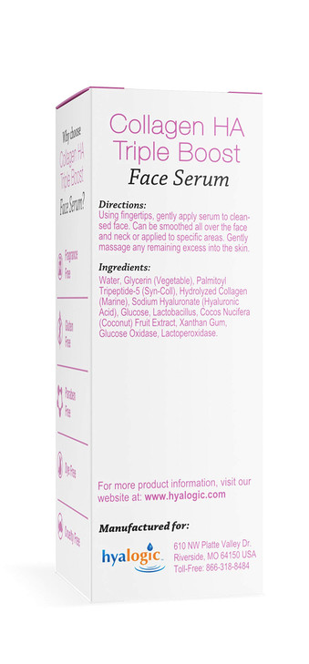 Hyalogic HA Collagen Serum - Triple Boost Face for Skin Care - Peptides for Face, Youthful Firmness & Elasticity Boost, Fragrance & Paraben Free Mari