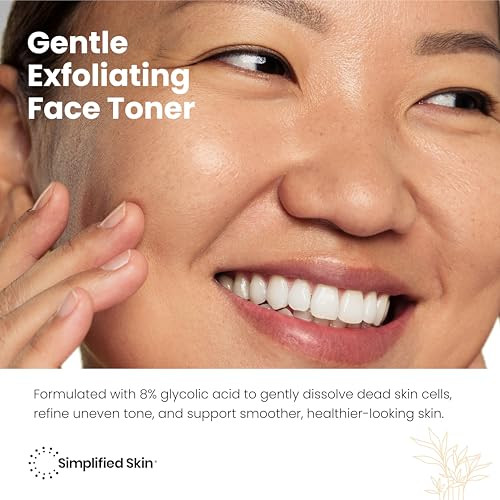 Glycolic Acid Toner for Face - 8% Facial Toning Solution - Hydrating, Anti-Aging, Exfoliates Skin with AHA, Aloe Vera, & Rosemary Extract for Women &