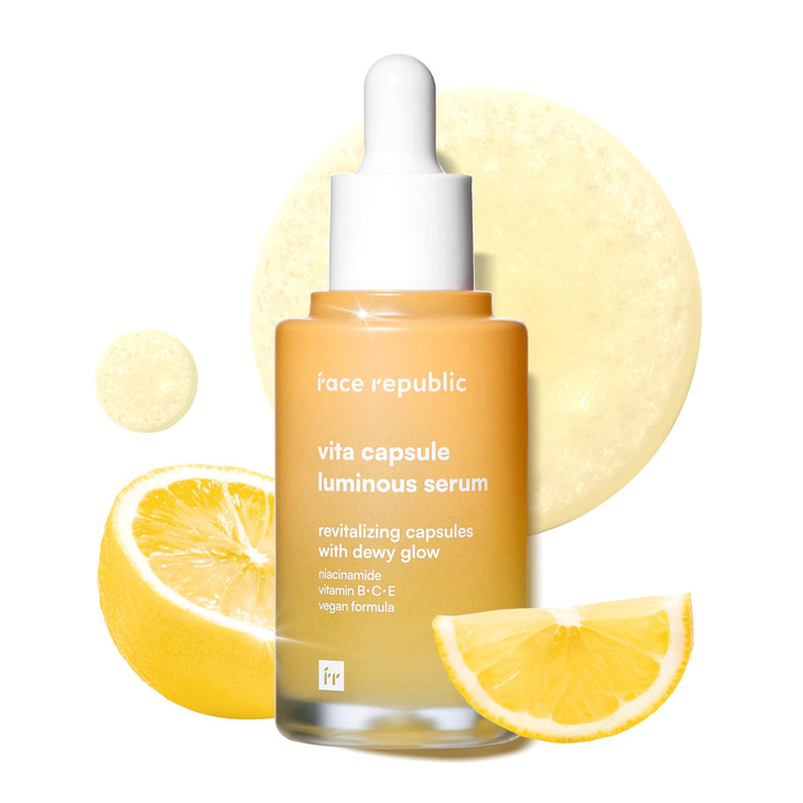 Face Republic Vita Capsule Luminous Serum 45ml 1.52 fl oz | Revitalizing, Radiant Glow for Dull, Dry Skin | Vitamins, Lemon Extract, Niacinamide 5%,
