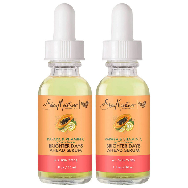 SheaMoisture Papaya & Vitamin C Face Serum, Brighter Days Ahead 2-Pack  For All Skin Types, Even Skin Tone, Glow Up Essentials, 1 Oz Ea