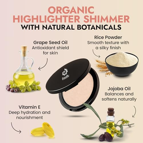 Organic Highlighter Makeup Powder, Diamond Dust - Talc-Free, Lightweight & Vegan Shimmer Highlighter for Radiance on Face, Body & Collarbone - No Par