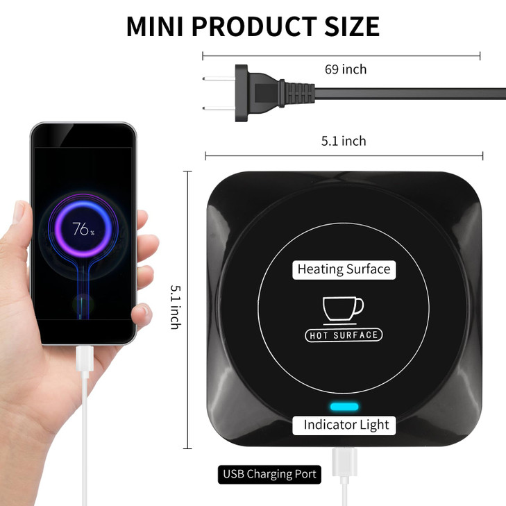 Coffee Mug Warmer, Smart USB Coffee Cup Warmer with Pressure-Induced Auto On/Off, Coffee Accessories for Home Office Desk