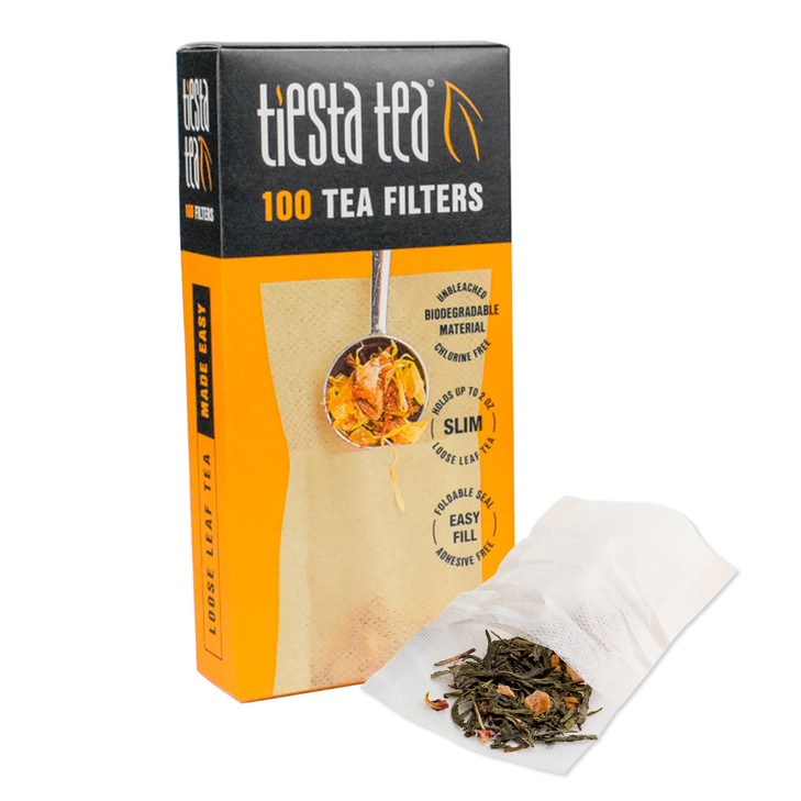 Tiesta Tea Loose Leaf Filters for Brewing, Disposable Infuser for Hot & Iced Drinks, Easy-Fill Steeper, Unbleached Paper, Single-Cup Infuser for Loos