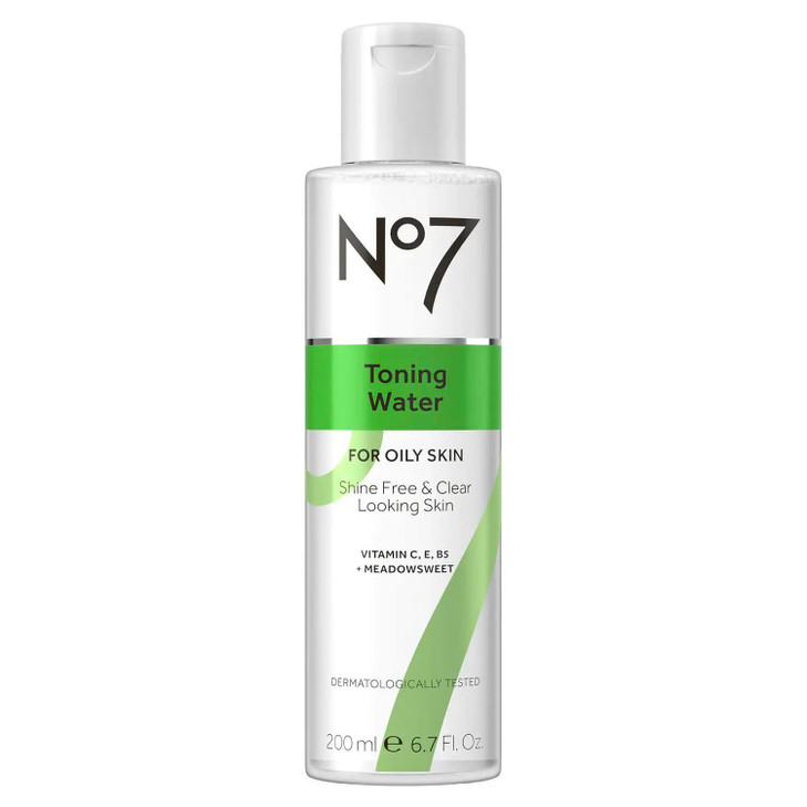 No7 Facial Toner Water - Pore Minimizing Toner for Oily Skin with Tri-VIT Complex, Vitamin E, B5 & C - Contains Meadowsweet + Ginseng for Refreshed &