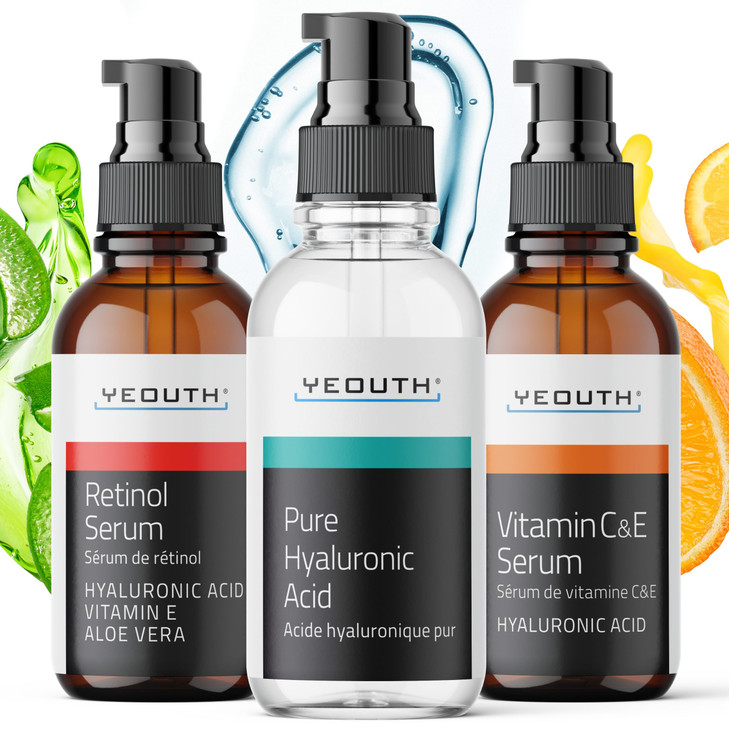 YEOUTH Skin Care Set: Retinol Serum for Face, Vitamin C and Hyaluronic Acid Face Serum, Facial Skincare Serums that Targets Appearance of Uneven Skin