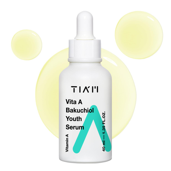 TIAM Vita A Bakuchiol Youth Serum, 1.35 fl oz, Anti-Aging Serum for Wrinkles & Dark Spots, Enhances Firmness & Elasticity, Retinol Alternative for Se