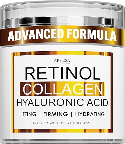 Retinol Cream for Face with Collagen and Hyaluronic Acid - Anti Aging Wrinkle Cream for Women and Men - Day and Night Facial Moisturizer for Tighteni