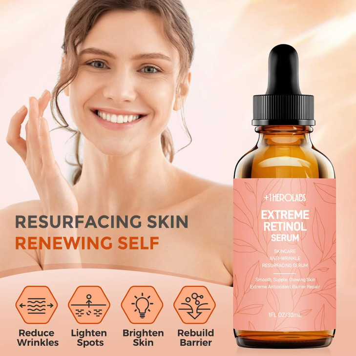 Retinol Serum for Face 2.5%, B5 Resurfacing Retinol Serum with Vitamin C, Vitamin E, Hyaluronic Acid, Niacinamide, Peptide for Anti-Aging, Wrinkle Sm