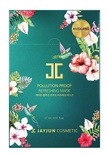 JAYJUN Pollution-Proof Refreshing Mask (10 Sheets)  Korean Cupra Sheet Mask with Ectoin & Ginger Oil for Urban Skin, Hydrating & Soothing Skincare