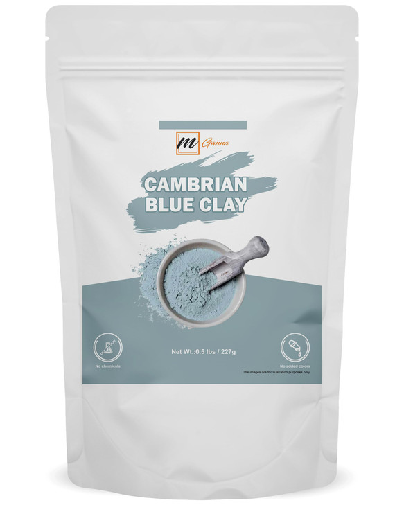 mGanna Cambrian/Serbian Blue Clay 0.5lbs / 227g for Facial Masks, Creams, Body Wraps, Scrubs and Soap Making