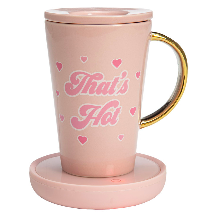 Paris Hilton Electric Mug Warmer Set, Electric Gravity Mug Warmer with 14-Ounce Ceramic Coffee Mug with Lid, Heat Sensitive Color Changing Design, Au