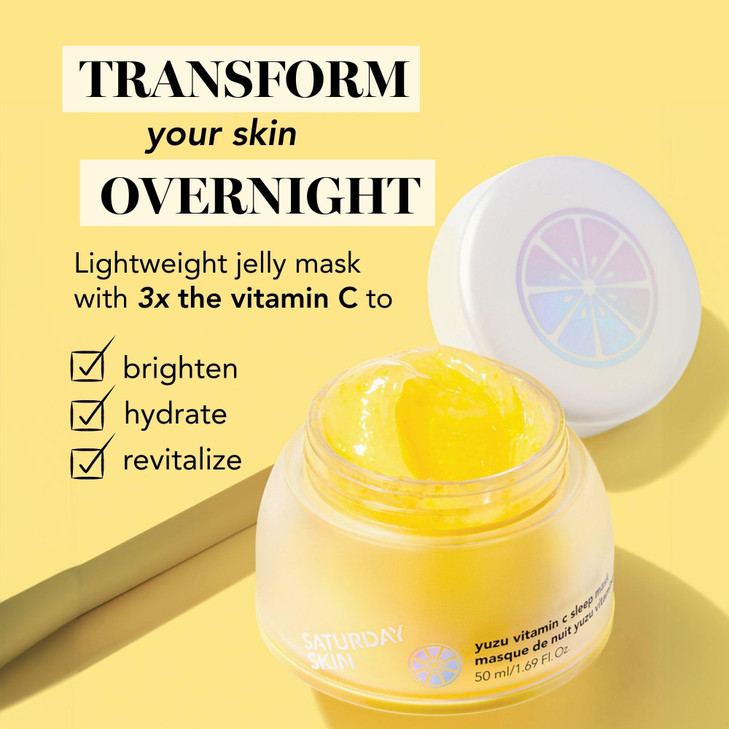 Saturday Skin Yuzu Vitamin C Overnight Sleep Mask Regenerist Retinol Ultra Rich Face Moisturizer Cream Smooth Skin and Reduce Wrinkles Ideal for All