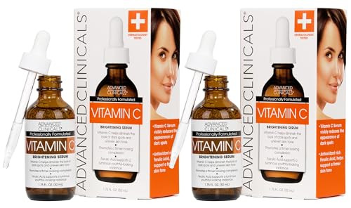 Advanced Clinicals Brightening Vitamin C Serum For Face With Glycolic Acid + Lactic Acid | Vitamin C Eye Serum Face Moisturizer For Improving Look Of