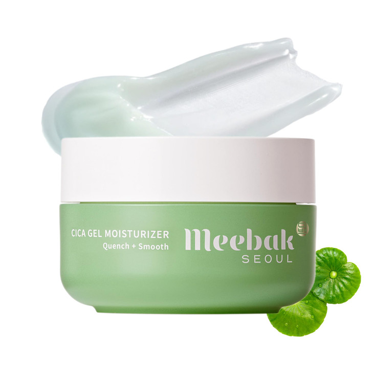 Meebak Cica Gel Face Moisturizer | Lightweight Hydrating Water Cream with Hyaluronic Acid & Vegan Collagen | Fast-Absorbing, Cooling Gel for All-Day