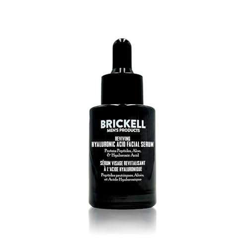 Brickell Men's Anti Aging Hyaluronic Acid Serum for Face, Reviving Day Serum for Men, Natural and Organic with Protein Peptides to Restore Firmness a