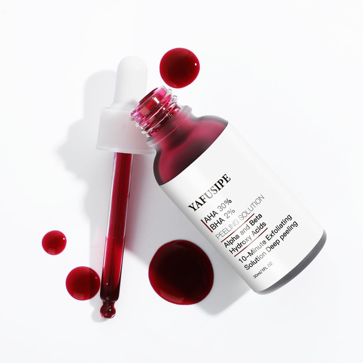YAFUSIPE AHA 30% + BHA 2% Peeling Solution Exfoliating Chemical Skin Peel for Face at Home Facial Mask Red Peeling BHA Liquid Exfoliant Acid Peels Sa