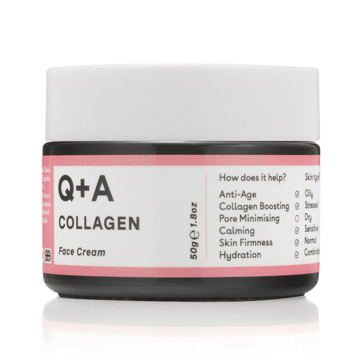 Q+A Collagen Face Cream (50g), Natural Skincare Anti-Ageing Face Care with plant-powered Collagen, Shea Butter and Magnesium, Hydrating and Firming D