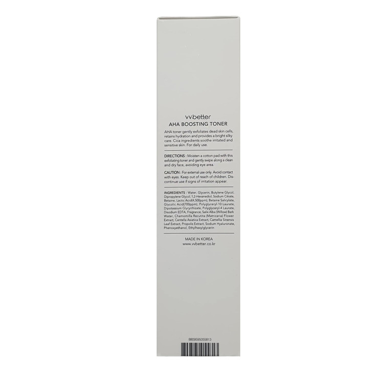 VVBETTER Facial AHA BHA Toner, Mild Exfoliation, Hydration and Soothing, Korean Toner, Smooth Skin, Alcohol-Free - 6.76 Fl.Ounce