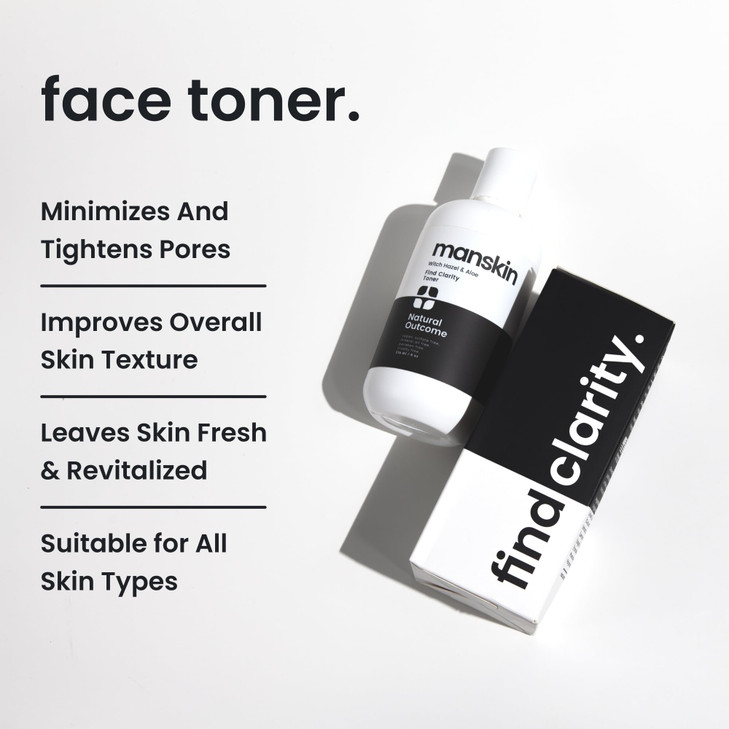 Natural Outcome Man Skin Face Toner | Natural Daily Toner Enhances Men Facial Complexion | Pore Cleansing Facial Astringent with Witch Hazel & Aloe V