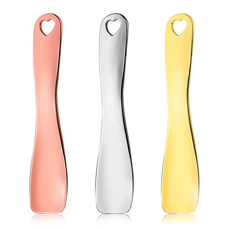 WLLHYF 3 PCS Metal Cosmetic Spoon Skincare Spatula Stick Applicator Beauty Spa Mini Spoon Skin Care Facial Cream Mask Scoop Makeup Tools for Facial D