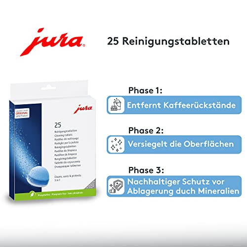 Jura 3-Phase Cleaning Tablets 25045 For All Jura Espresso Machines and Automatic Coffee Centers - 25-Count