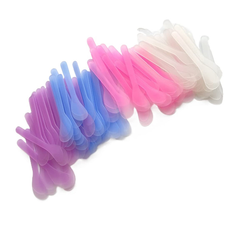 Jilukibo 100 Pcs Plastic Cosmetic Mask Mixing Spoon Spatulas, Multicolor 5 Inch Face Mask Spoon for Cream Facial Skin Care Spoon