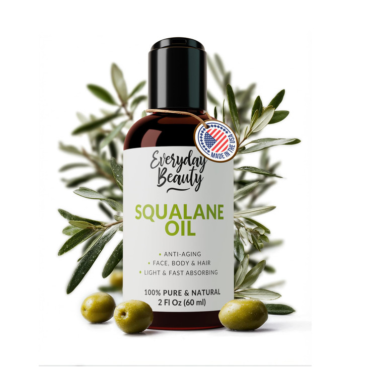 Squalane Oil - 100% Pure & Natural Plant Derived Facial Oil 2 Fl Oz - Cold Pressed and Unrefined Premium Grade Multipurpose Moisturizing Oil for Skin